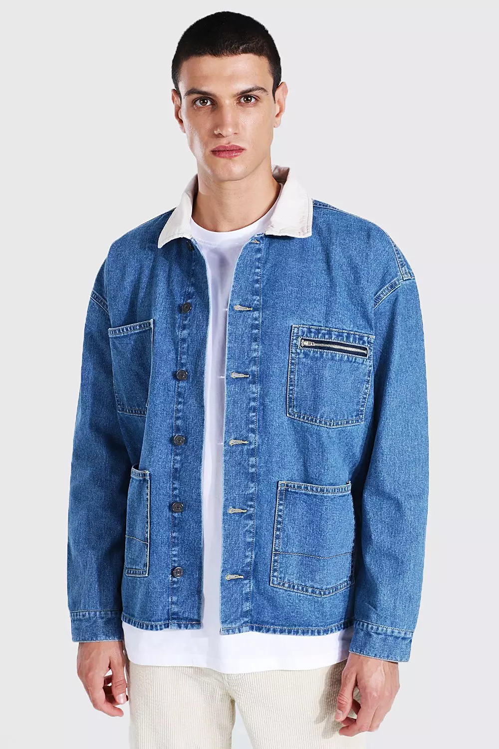 Denim jacket 2024 cord collar